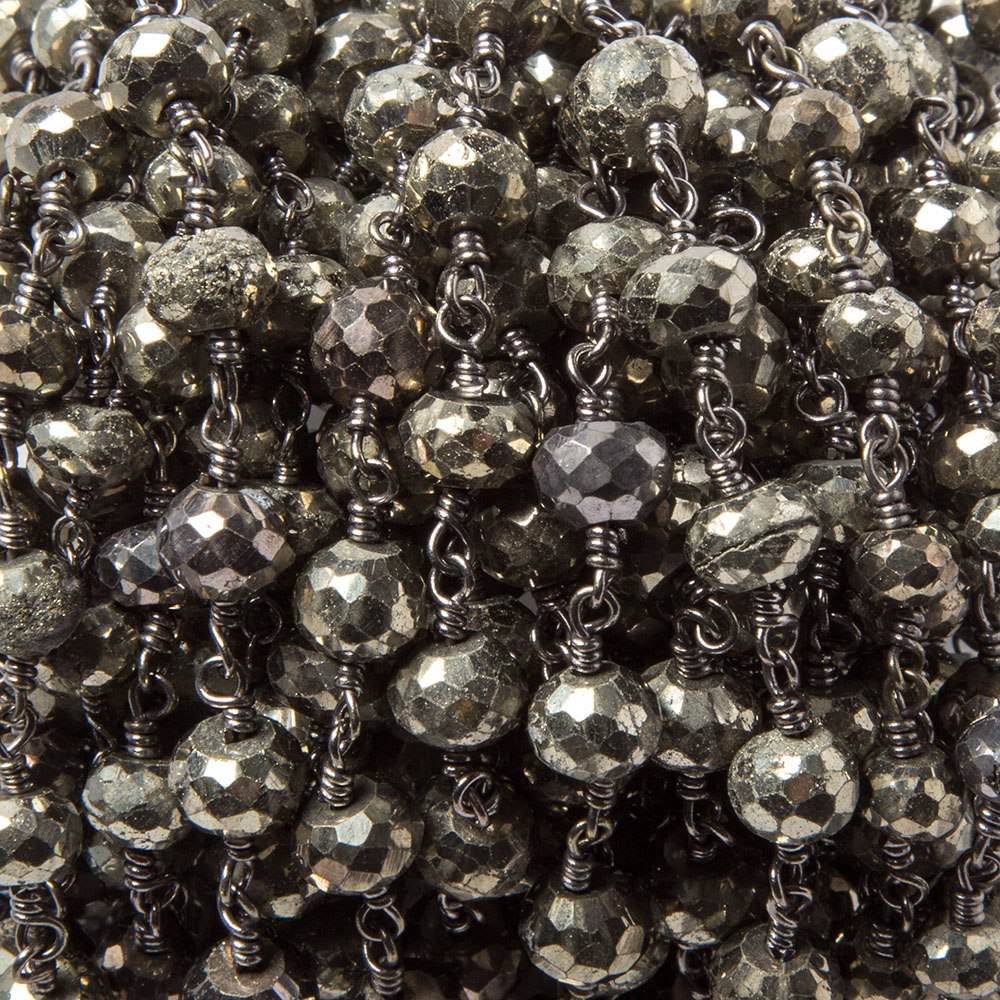 6-7mm Pyrite faceted rondelle Black Gold Chain by the foot 24 pieces (ONLINE ORDER ONLY)