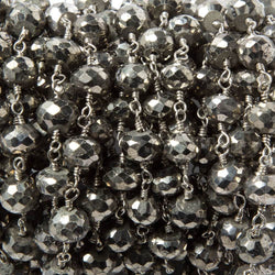 6-7mm Pyrite faceted rondelle Silver Chain by the foot 24 pieces (ONLINE ORDER ONLY)