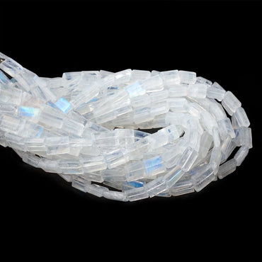 6-7mm Rainbow Moonstone Bevel Faceted Rectangles 7.5 inch 21 Beads AA (ONLINE ORDER ONLY)