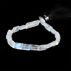6-7mm Rainbow Moonstone Bevel Faceted Rectangles 7.5 inch 21 Beads AA (ONLINE ORDER ONLY)