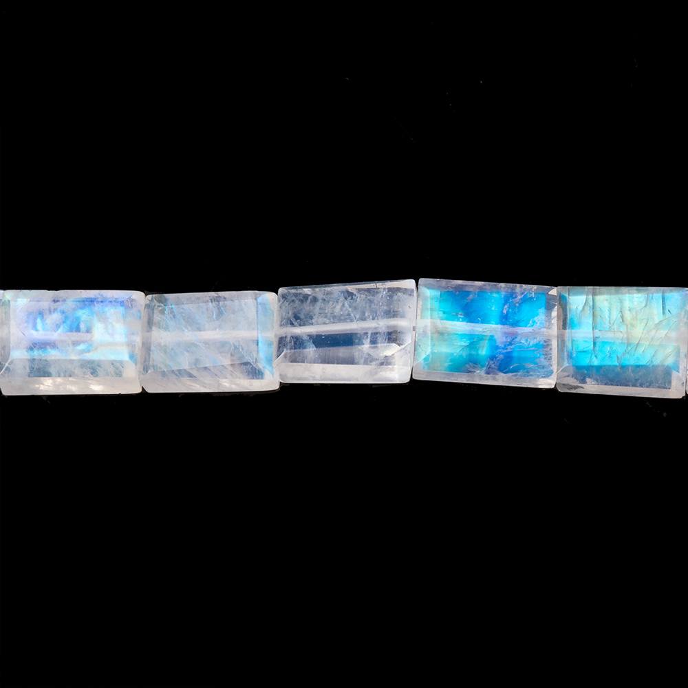 6-7mm Rainbow Moonstone Bevel Faceted Rectangles 7.5 inch 21 Beads AA (ONLINE ORDER ONLY)