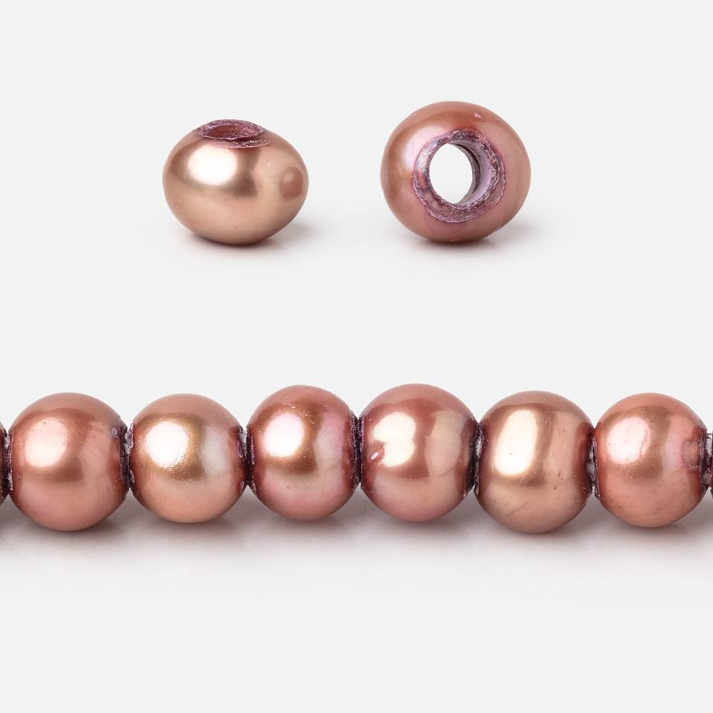6-7mm Rosé Champagne Off Round Large Hole Freshwater Pearl 15 inch 75 pieces (ONLINE ORDER ONLY)