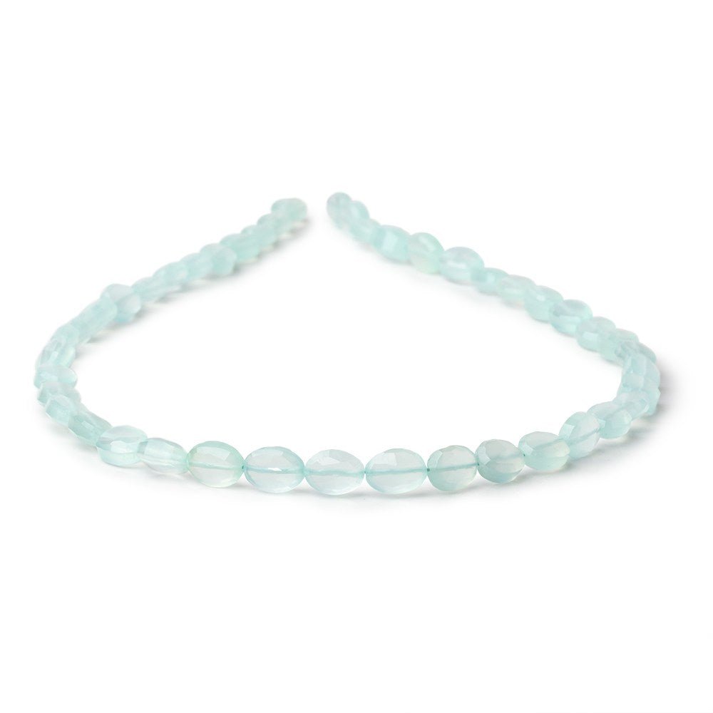 6-7mm Seafoam Blue Chalcedony Faceted Oval Beads 12.5 inch 43 pieces (ONLINE ORDER ONLY)