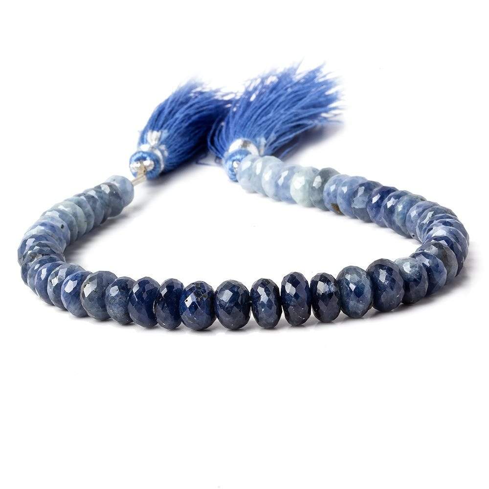 6-7mm Shaded Blue Sapphire faceted rondelle beads 8 inch 49 pieces (ONLINE ORDER ONLY)