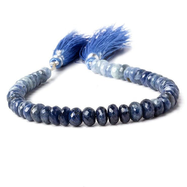 6-7mm Shaded Blue Sapphire faceted rondelle beads 8 inch 49 pieces (ONLINE ORDER ONLY)