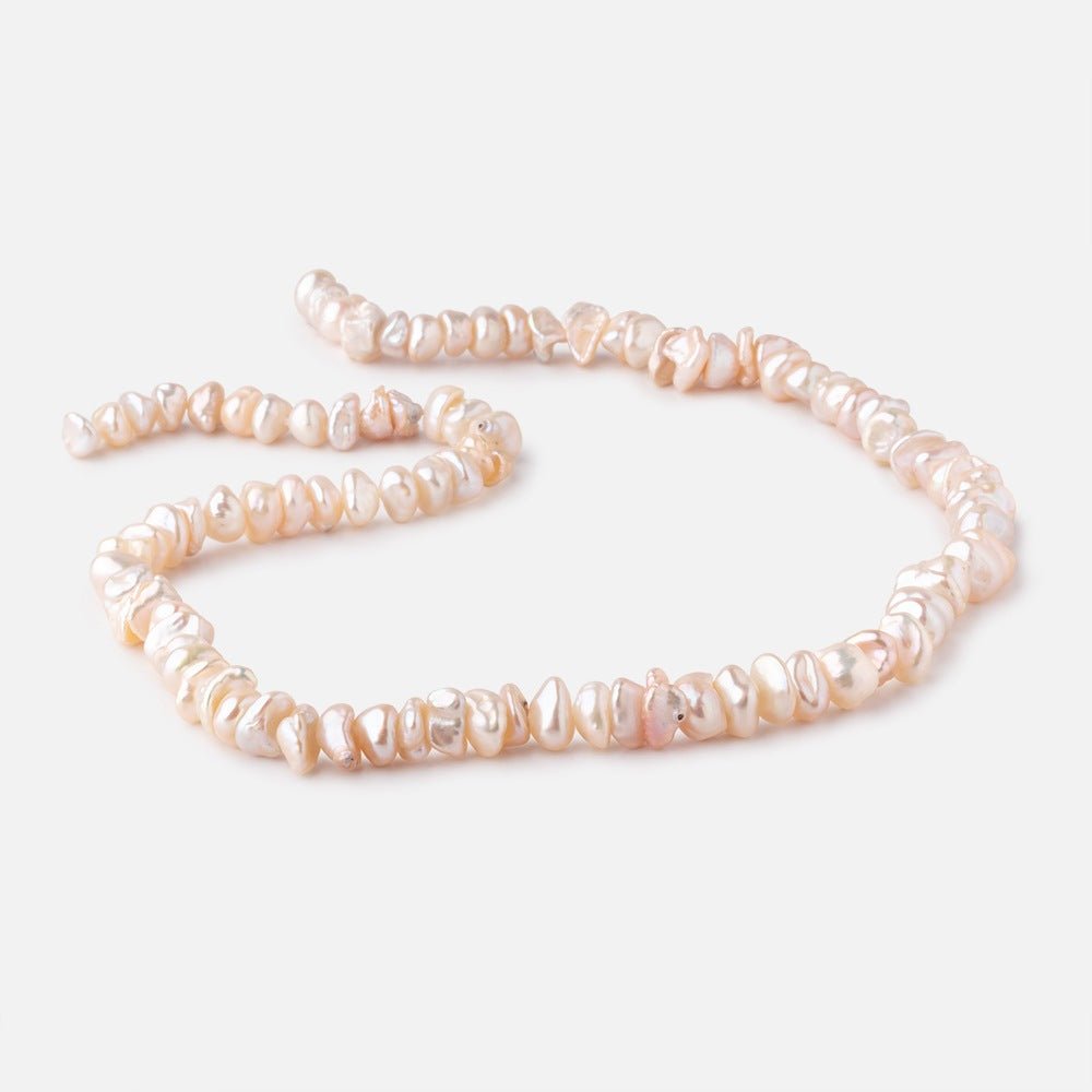 6-7mm Shades of Peach Center Drill Keshi Freshwater Pearls 15.5 inch 94 Beads (ONLINE ORDER ONLY)