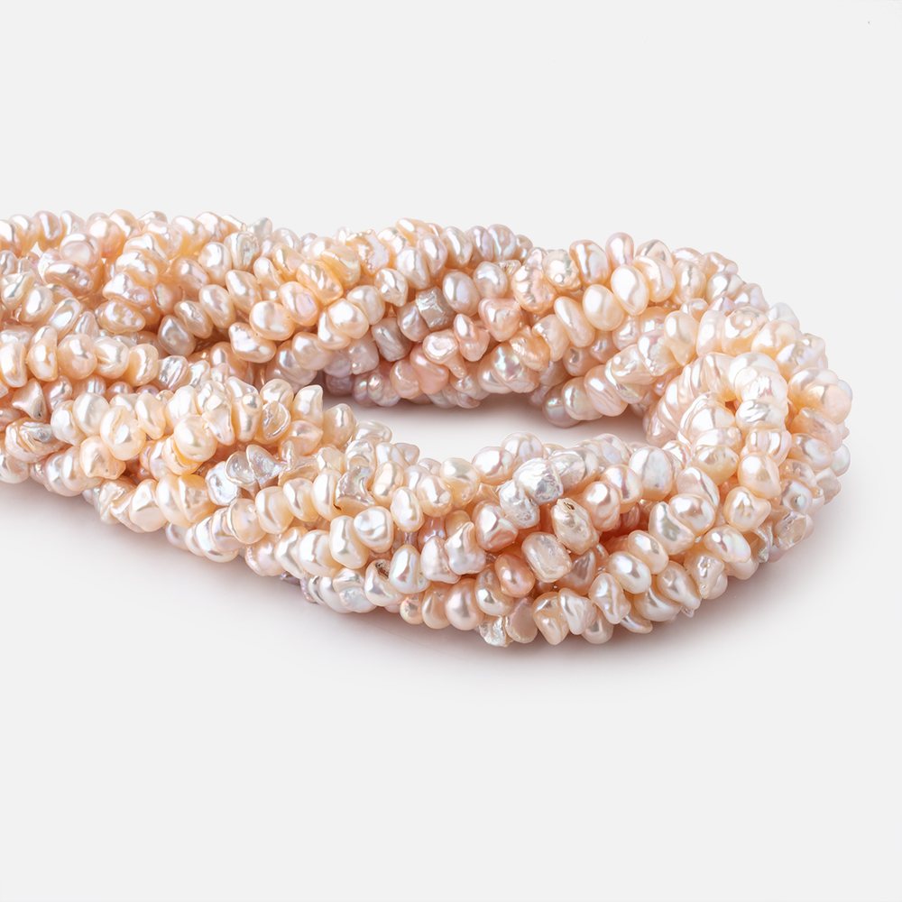 6-7mm Shades of Peach Center Drill Keshi Freshwater Pearls 15.5 inch 94 Beads (ONLINE ORDER ONLY)