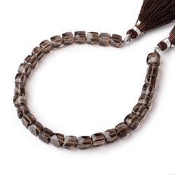 6-7mm Smoky Quartz Faceted Cube Beads 8 inch 30 pieces (ONLINE ORDER ONLY)