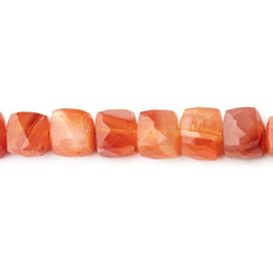6-7xmm Carnelian Banded Agate faceted Cube beads 8 inch 28 pieces (ONLINE ORDER ONLY)