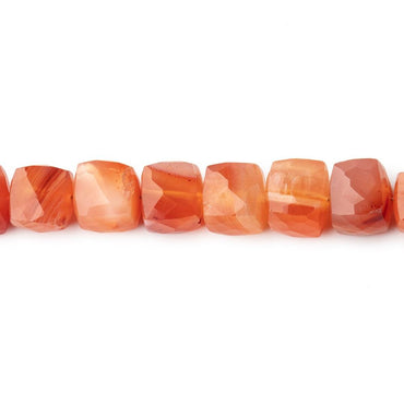 6-7xmm Carnelian Banded Agate faceted Cube beads 8 inch 28 pieces (ONLINE ORDER ONLY)