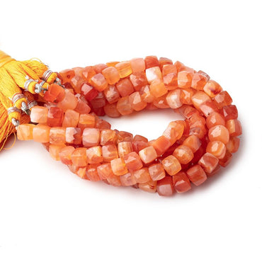 6-7xmm Carnelian Banded Agate faceted Cube beads 8 inch 28 pieces (ONLINE ORDER ONLY)