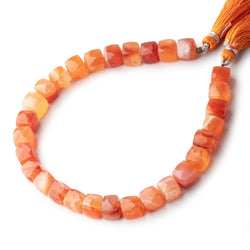 6-7xmm Carnelian Banded Agate faceted Cube beads 8 inch 28 pieces (ONLINE ORDER ONLY)