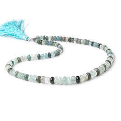 6-8.5mm Aquamarine & Moss Aquamarine Plain Rondelle 18 inch 98 Beads AA (ONLINE ORDER ONLY)