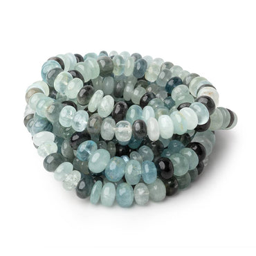 6-8.5mm Aquamarine & Moss Aquamarine Plain Rondelle 18 inch 98 Beads AA (ONLINE ORDER ONLY)