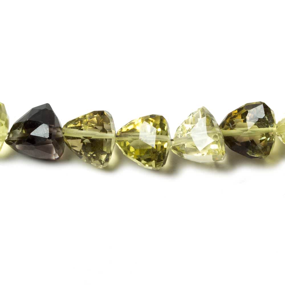 6-8mm BiColor & Lemon Quartz straight drill faceted trillions 15 in. 58  beads AA (ONLINE ORDER ONLY)
