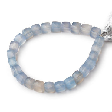 6-8mm Blue Chalcedony Faceted Cube Beads 7.75 inch 23 pieces (ONLINE ORDER ONLY)