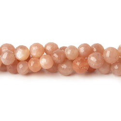 6-8mm Blush peach Moonstone faceted rounds Set of 3 strands 91 beads (ONLINE ORDER ONLY)