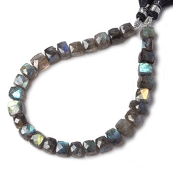 6-8mm Labradorite faceted cube beads 8 inch 30 pieces (ONLINE ORDER ONLY)