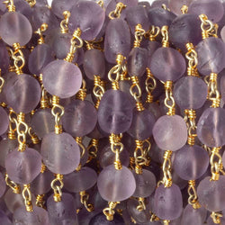 6-8mm Matte Amethyst plain coin Gold plated Chain by the foot 23 pieces (ONLINE ORDER ONLY)