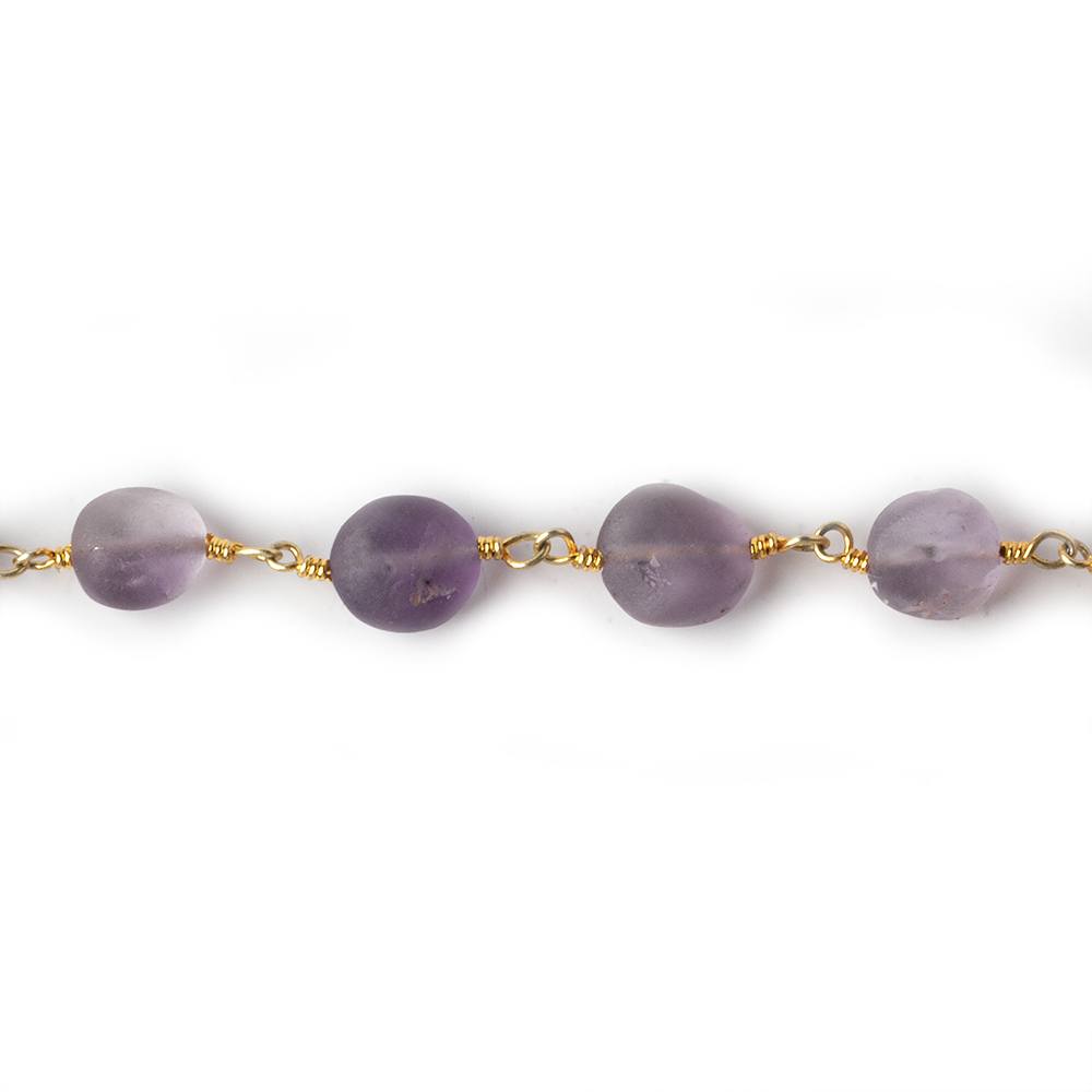 6-8mm Matte Amethyst plain coin Gold plated Chain by the foot 23 pieces (ONLINE ORDER ONLY)