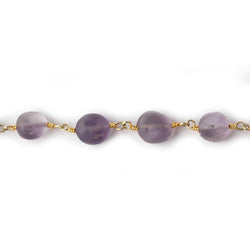 6-8mm Matte Amethyst plain coin Gold plated Chain by the foot 23 pieces (ONLINE ORDER ONLY)