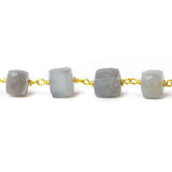 6-8mm Platinum Moonstone faceted cube Vermeil Chain by the foot (ONLINE ORDER ONLY)