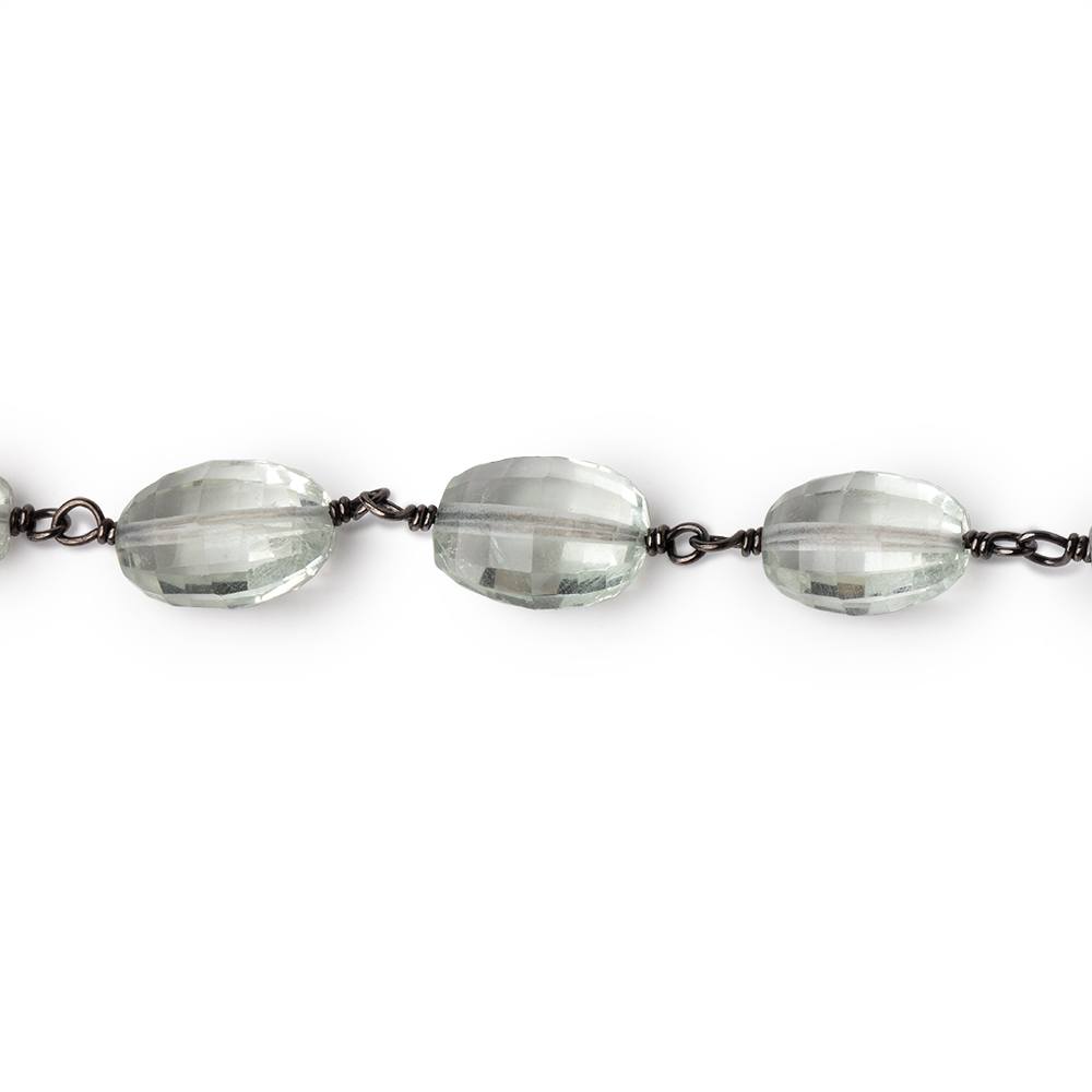 6-8mm Prasiolite Faceted Oval Beads on Black Gold over .925 Silver Chain (ONLINE ORDER ONLY)