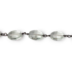 6-8mm Prasiolite Faceted Oval Beads on Black Gold over .925 Silver Chain (ONLINE ORDER ONLY)