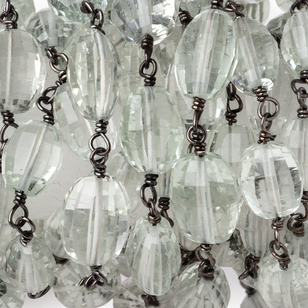 6-8mm Prasiolite Faceted Oval Beads on Black Gold over .925 Silver Chain (ONLINE ORDER ONLY)