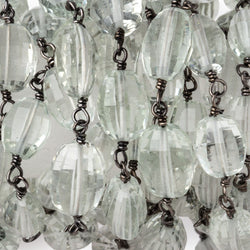 6-8mm Prasiolite Faceted Oval Beads on Black Gold over .925 Silver Chain (ONLINE ORDER ONLY)