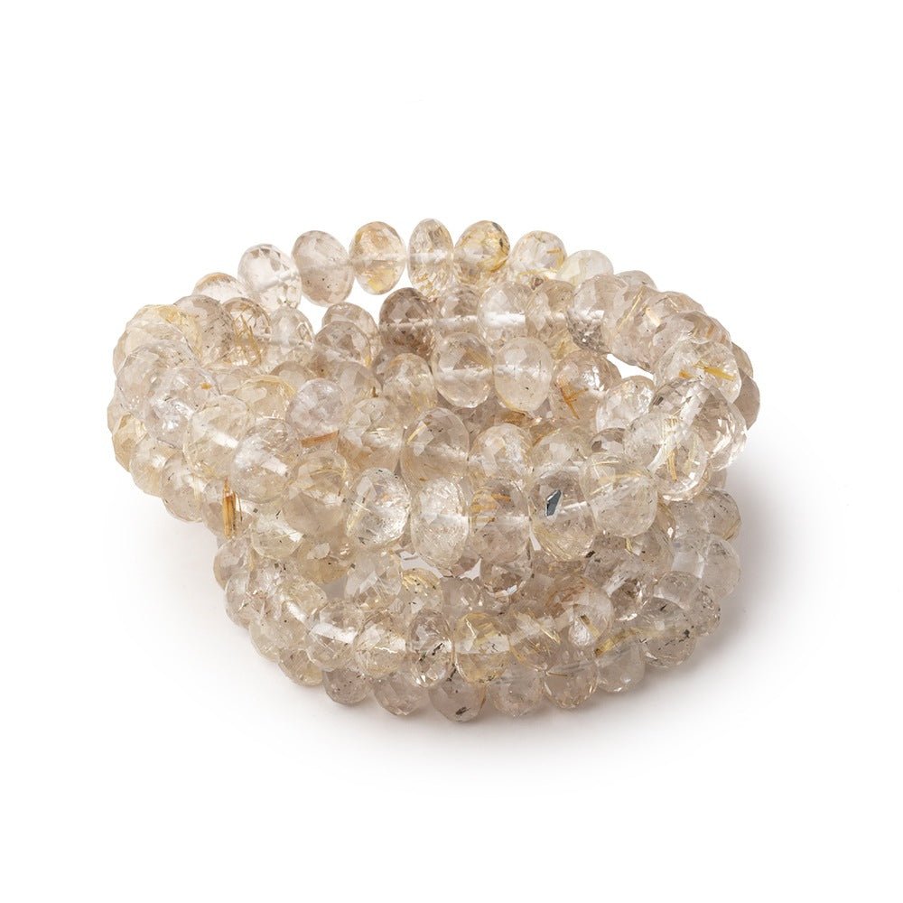 6-8mm Rutilated Quartz Faceted Rondelle Beads 16 inch 83 pieces (ONLINE ORDER ONLY)