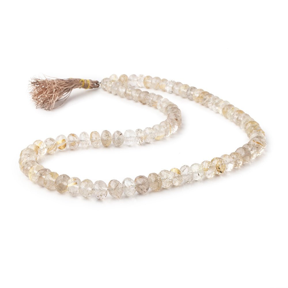 6-8mm Rutilated Quartz Faceted Rondelle Beads 16 inch 83 pieces (ONLINE ORDER ONLY)