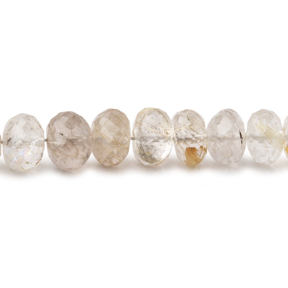 6-8mm Rutilated Quartz Faceted Rondelle Beads 16 inch 83 pieces (ONLINE ORDER ONLY)