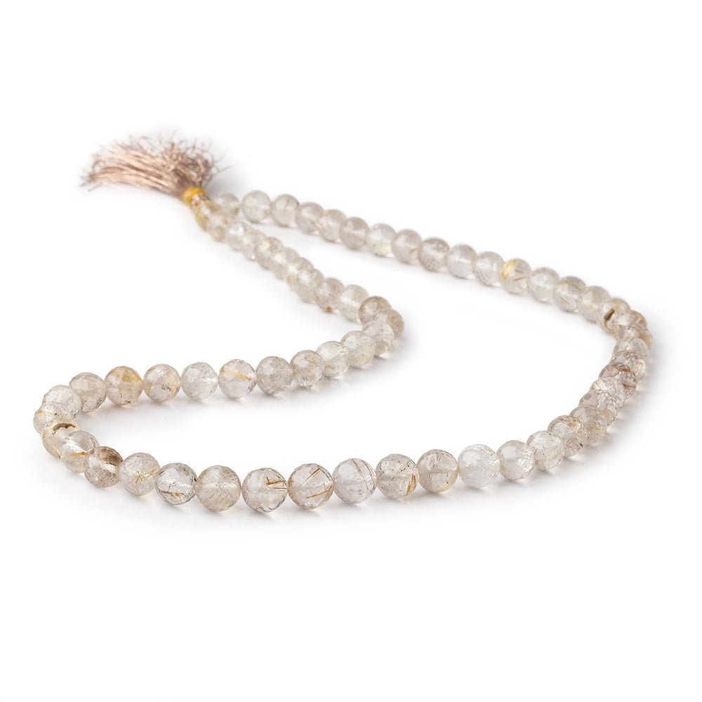 6-8mm Rutilated Quartz Faceted Round Beads 17 inch 63 pieces AA (ONLINE ORDER ONLY)