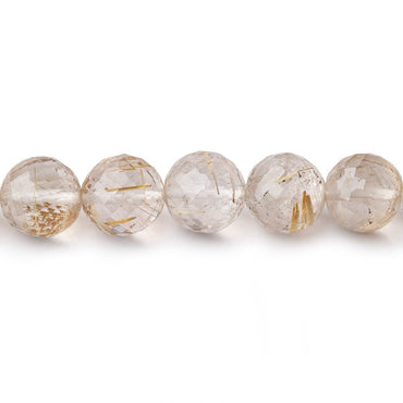 6-8mm Rutilated Quartz Faceted Round Beads 17 inch 63 pieces AA (ONLINE ORDER ONLY)