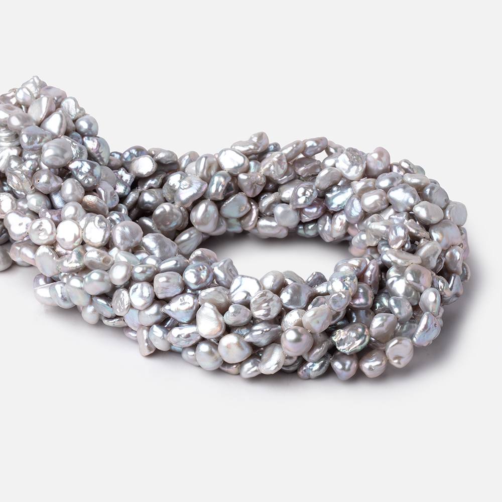 6-8mm Silver Keshi Side Drilled Freshwater Pearl Beads 16 inch 57 pieces (ONLINE ORDER ONLY)