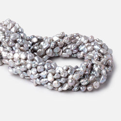 6-8mm Silver Keshi Side Drilled Freshwater Pearl Beads 16 inch 57 pieces (ONLINE ORDER ONLY)