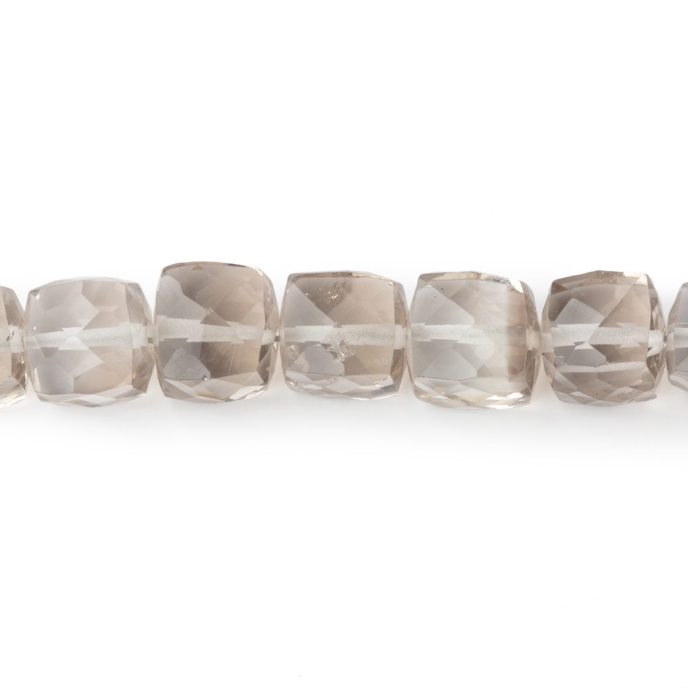 6-8mm Smoky Quartz Faceted Cube Beads 8 inch 28 pieces (ONLINE ORDER ONLY)
