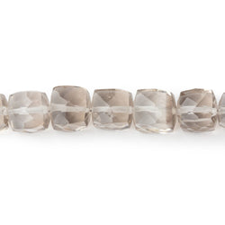6-8mm Smoky Quartz Faceted Cube Beads 8 inch 28 pieces (ONLINE ORDER ONLY)