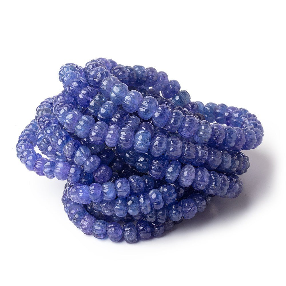 6-8mm Tanzanite Carved Melon Beads 16 inch 77 pieces AA (ONLINE ORDER ONLY)