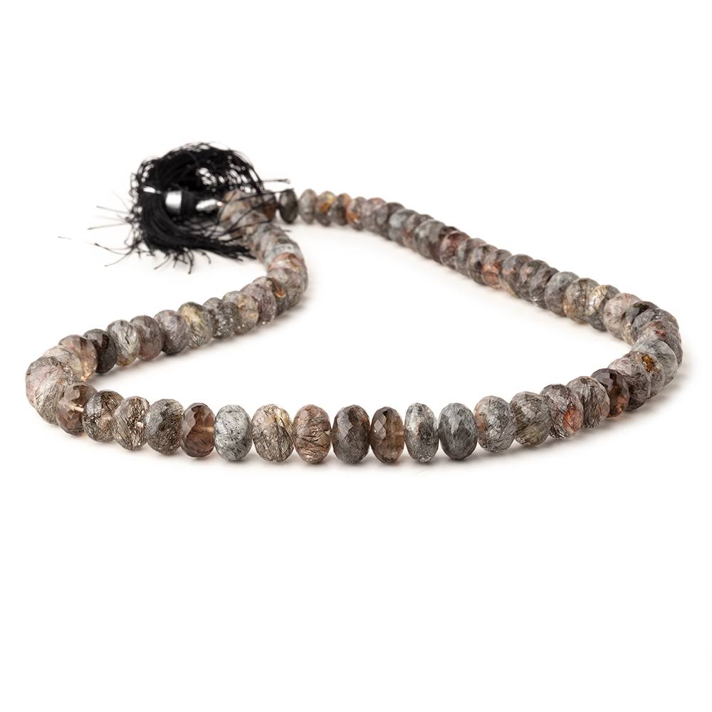 6-8mm Tourmalinated Quartz Faceted Rondelle Beads 15.5 inch 70 pieces (ONLINE ORDER ONLY)