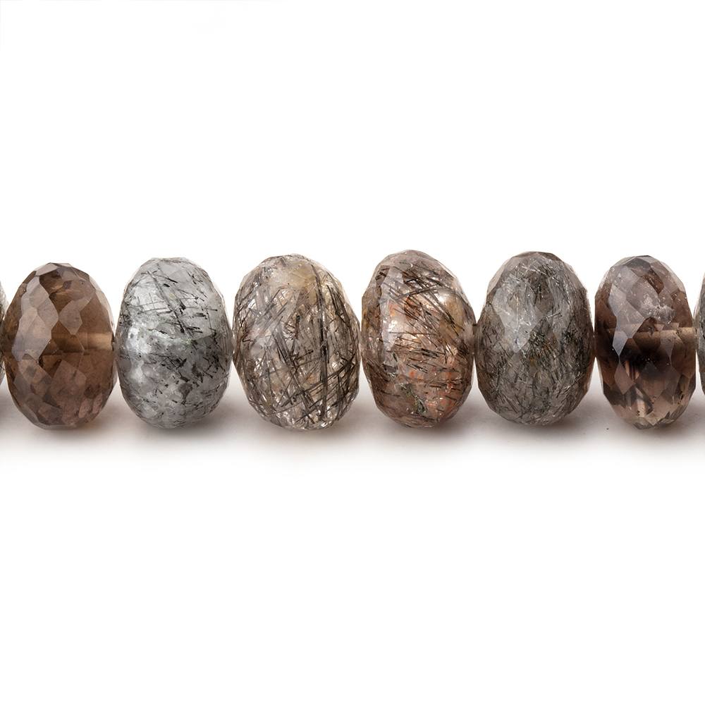6-8mm Tourmalinated Quartz Faceted Rondelle Beads 15.5 inch 70 pieces (ONLINE ORDER ONLY)