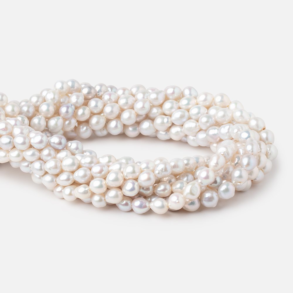 6-8mm White Petite Ultra Baroque Freshwater Pearls 16 inch 54 Beads (ONLINE ORDER ONLY)