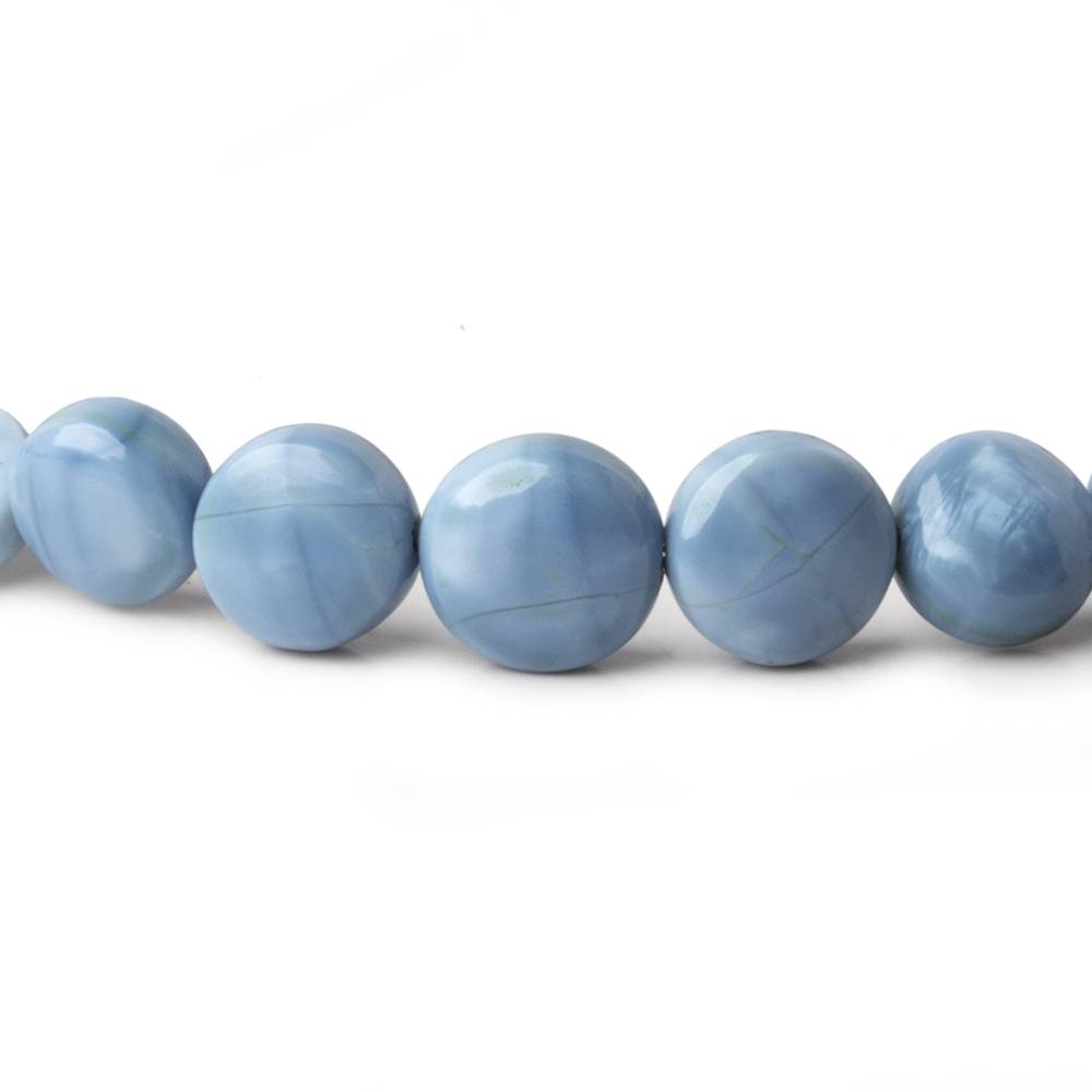 6-9.5mm Owyhee Blue Opal plain coin beads 18 inch 62 pieces (ONLINE ORDER ONLY)