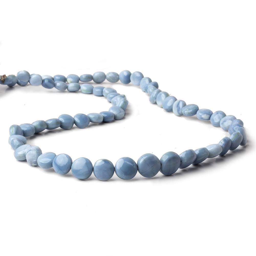 6-9.5mm Owyhee Blue Opal plain coin beads 18 inch 62 pieces (ONLINE ORDER ONLY)