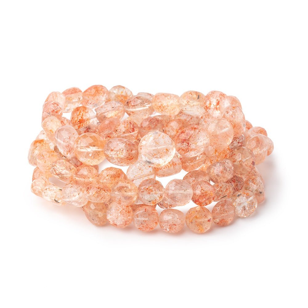 6-9.5mm Sunstone Faceted Puffy Coin Beads 29 inch 100 pieces AAA (ONLINE ORDER ONLY)