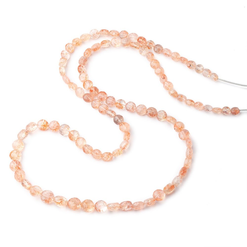 6-9.5mm Sunstone Faceted Puffy Coin Beads 29 inch 100 pieces AAA (ONLINE ORDER ONLY)