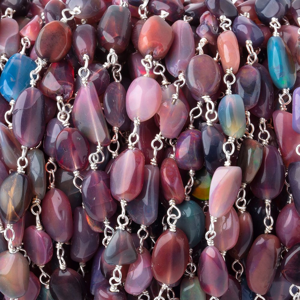 6-9mm Black Ethiopian Opal Plain Nuggets on .925 Sterling Silver Chain (ONLINE ORDER ONLY)