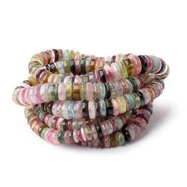 6-9mm Multi Color Tourmaline plain rondelles 18 inches 180 beads (ONLINE ORDER ONLY)