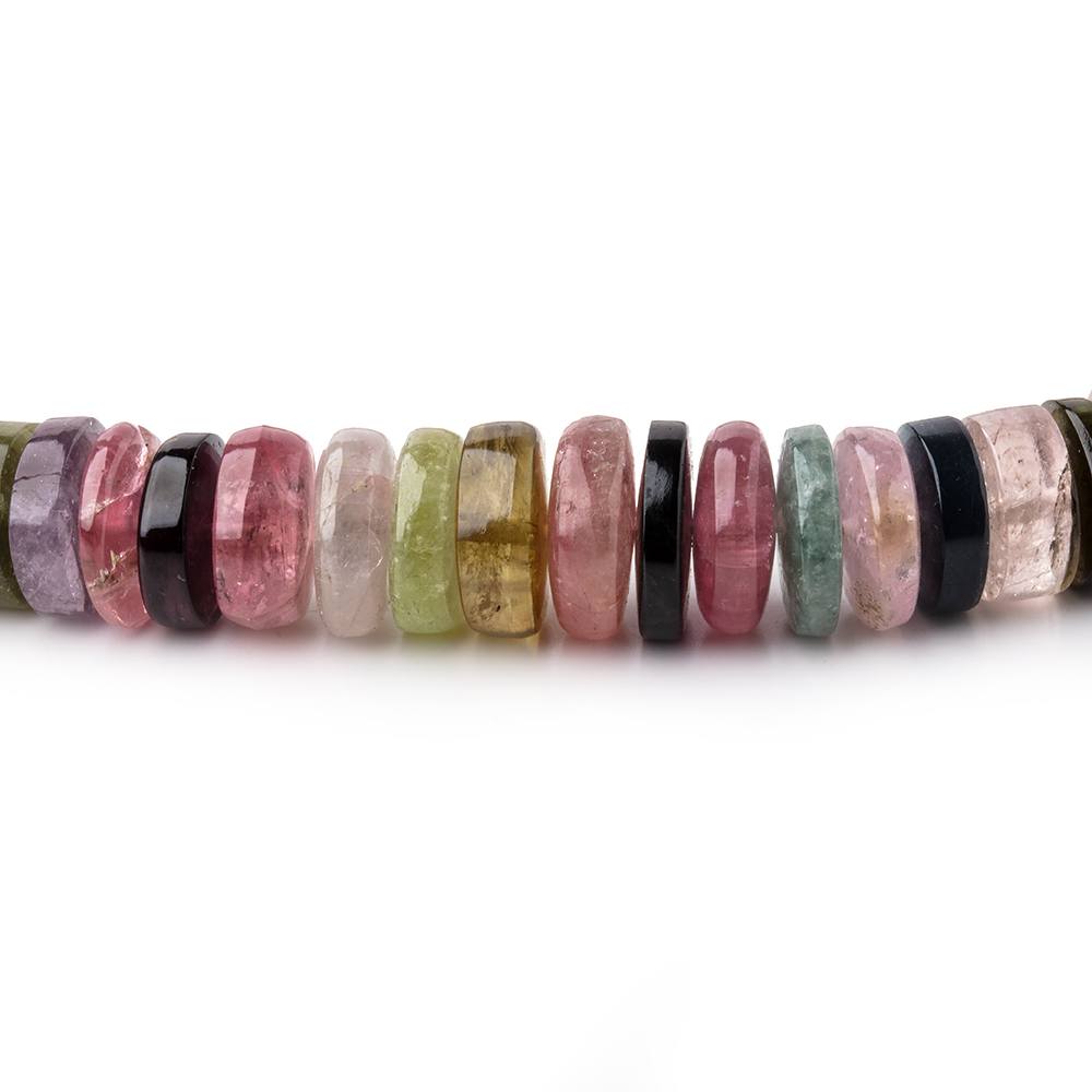 6-9mm Multi Color Tourmaline plain rondelles 18 inches 180 beads (ONLINE ORDER ONLY)